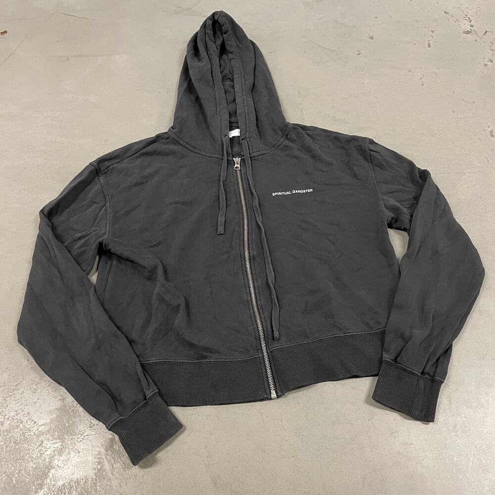 Cropped black spiritual gangster hoodie